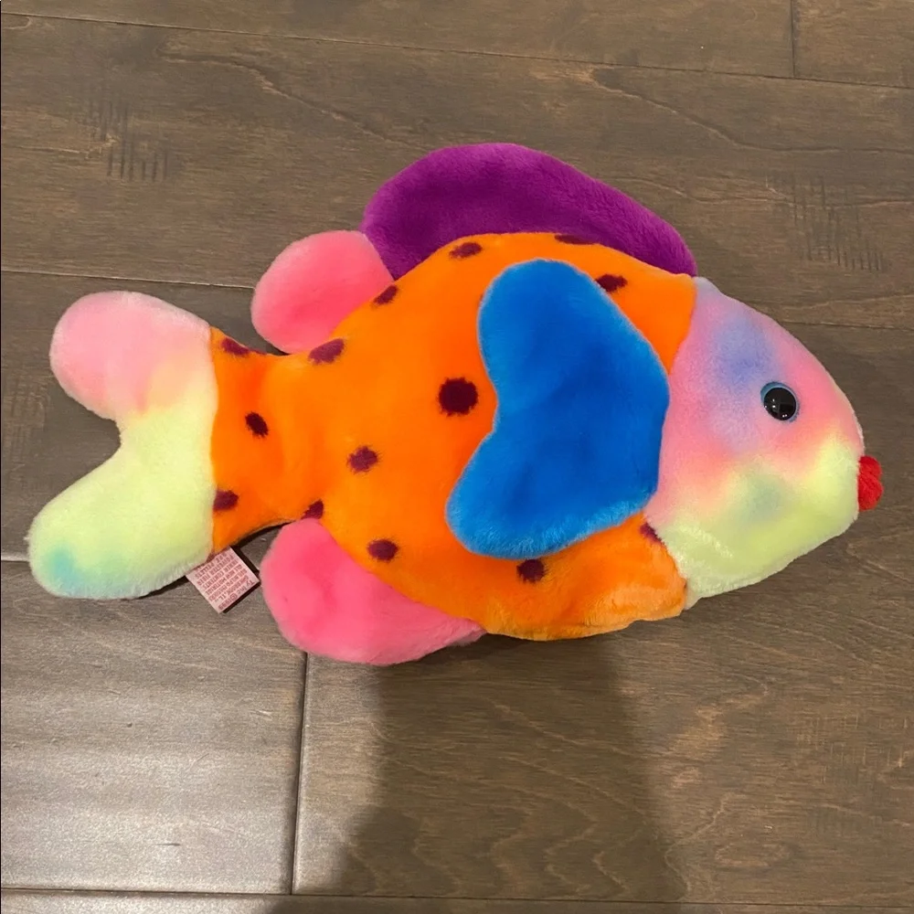 Ty Plush Fish Toy with Orange, Blue, and Purple